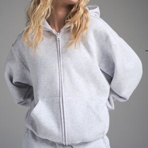 SKIMS Oversized Cotton Fleece Zip Up Hoodie